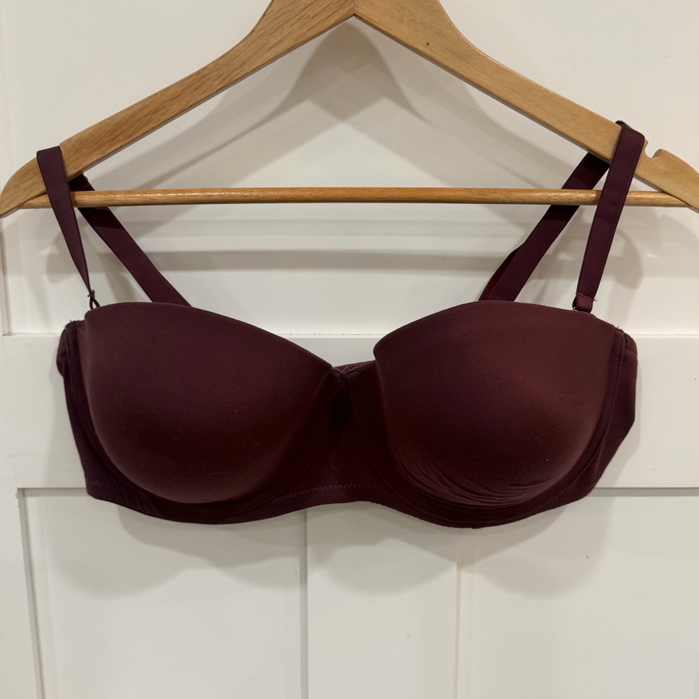 ✅ 5/$25 Tranquil & True 42DD bra Maroon Demi cup underwire convertible straps